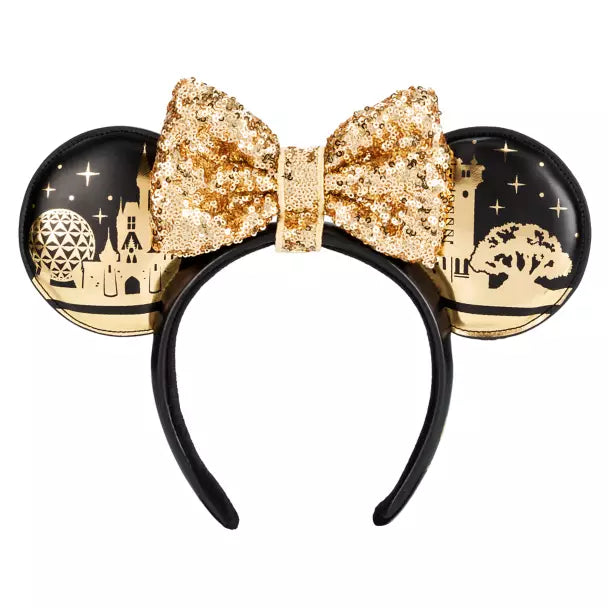 Disney Park Belle Minnie Mouse Ears Mickey Bow Beauty and the Beast  Headband