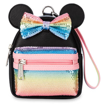 Load image into Gallery viewer, Minnie Mouse Sequined Mini Backpack Wristlet by Loungefly – Pastel Rainbow