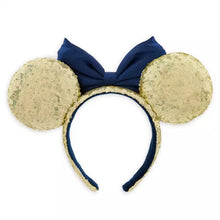 Load image into Gallery viewer, Minnie Mouse Sequin Ear Headband For Adults – Gold & Blue – Walt Disney World 50th Anniversary