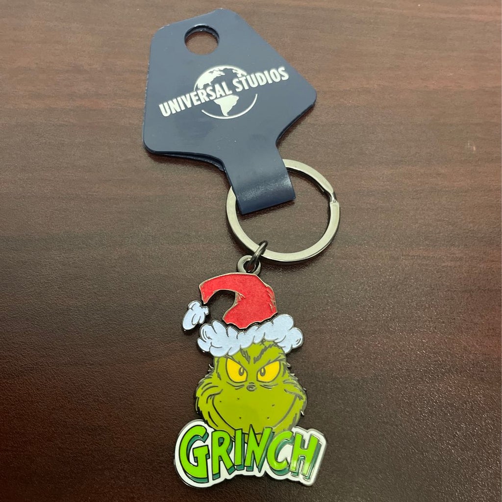 Universal Studios Seuss The Grinch In Santa Hat Keychain