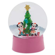 Load image into Gallery viewer, Santa Mickey Mouse and Minnie Mouse Holiday Snowglobe
