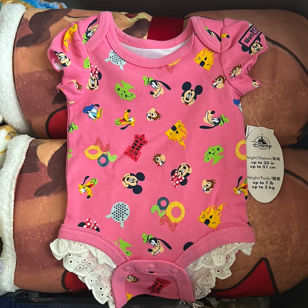 Disney Parks Infant Child Baby Girl Bodysuit Pink 2020 WDW