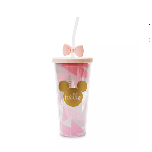 Disney Parks WDW Hello Minnie Bow Tumbler Cup With Straw