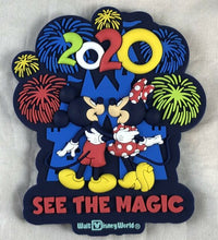 Load image into Gallery viewer, Disney Parks 2020 WDW See The Magic Mickey Minnie Castle Fireworks Magnet
