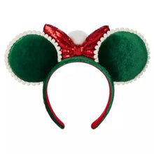 Cargar imagen en el visor de la galería, Minnie Mouse Christmas Ear Headband with Pom and Sequin Bow for Adults
