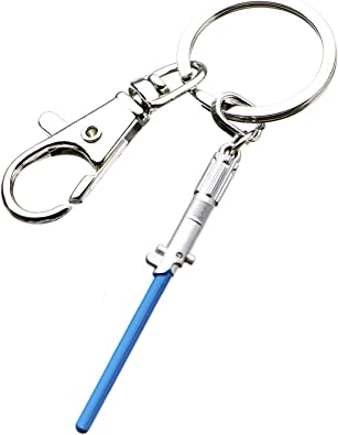 Star Wars Jewelry Unisex Adult Darth Vader Lightsaber Steel Key Chain, Silver/Blue, One Size