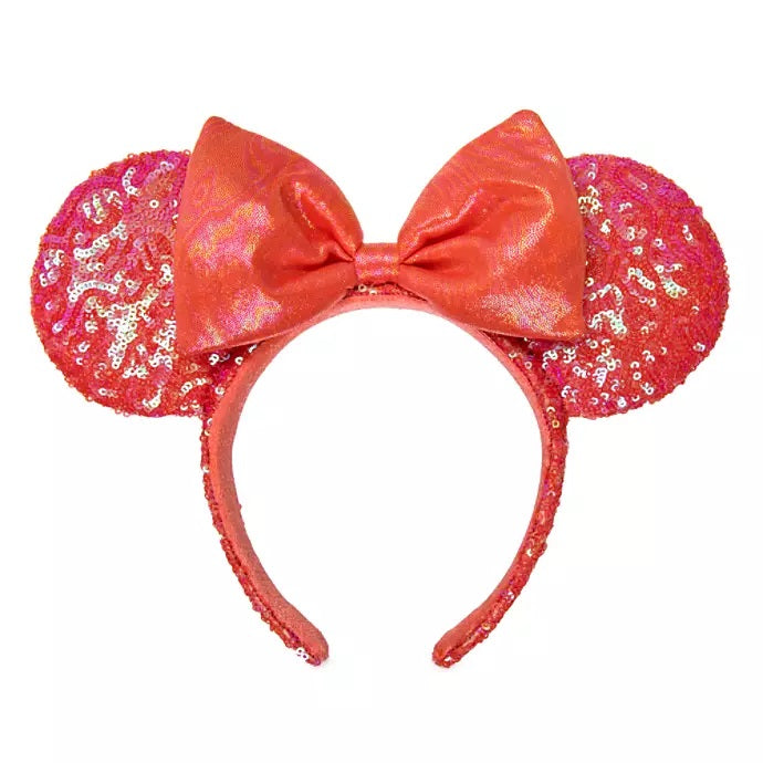 Minnie Mouse Sequined Ear Headband for Adults – Coral