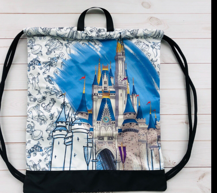 Disney Ink & Paint Cinderella Castle Drawstring Backpack Bag