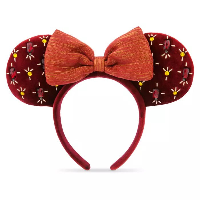 Minnie Mouse Holiday Ear Headband with Bow – Cranberry Red