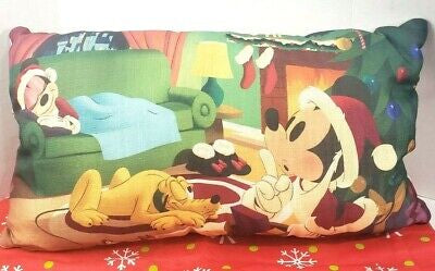 Disney Parks Christmas Mickey Minnie Pluto Seasons Greetings Pillow
