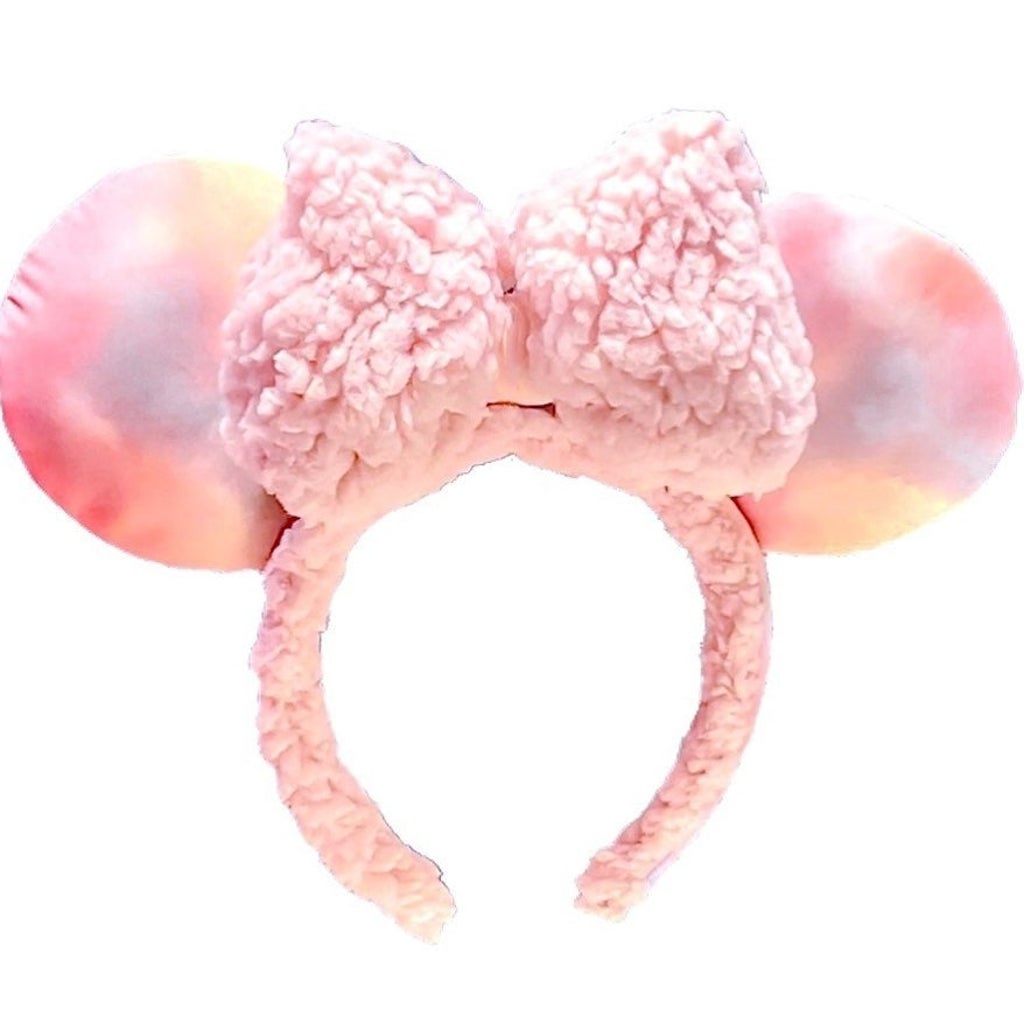 Disney Parks Tie Dye Pink Sherpa Headband Ears