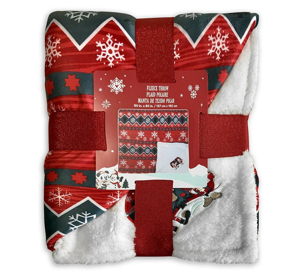 Mickey And Minnie Mouse Holiday Fleece Throw