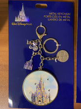 Load image into Gallery viewer, 50th Anniversary Metal Keychain Cinderella Castle
