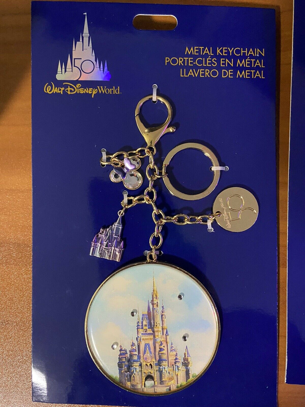 50th Anniversary Metal Keychain Cinderella Castle